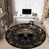 1pc Skull Roses Artwork Chair Carpet for Office, Round Non Slip Durable Large Size Office Carpet, Suitable for Office