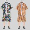 Summer Men's Tracksuit Short Sleeve Shirt Set Hip Pop Fashion Print Clothing 2 Pieces Casual Suit Streetwear Outfit