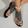 Women's Ethnic Butterfly Slip-On Sandals: butterfly, split-toe, cushioned sole, all-season. For casual outings, parties, beach.