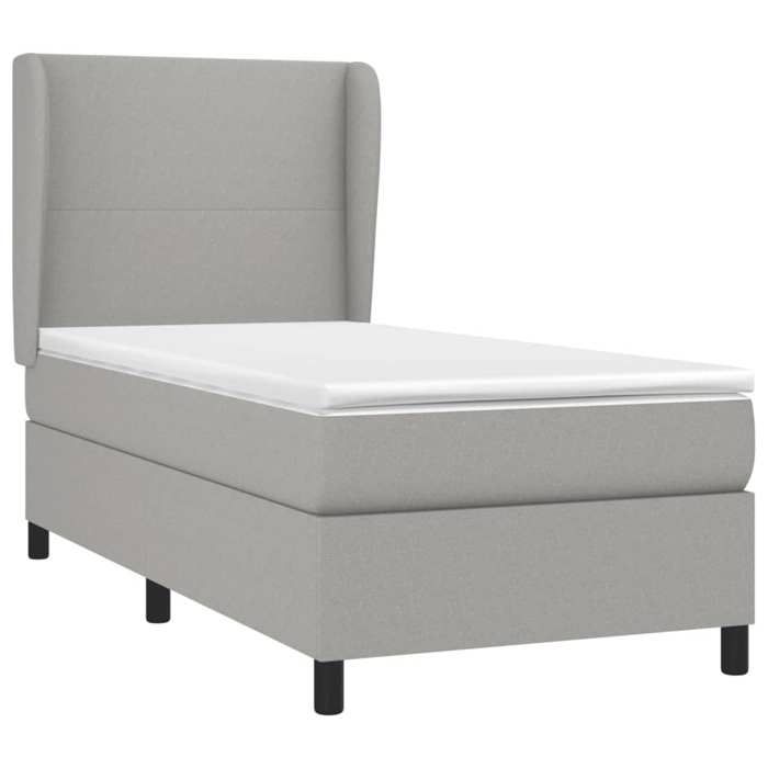 3127765 vidaXL Lit à sommier tapissier et matelas Gris clair 90x190 cm Tissu