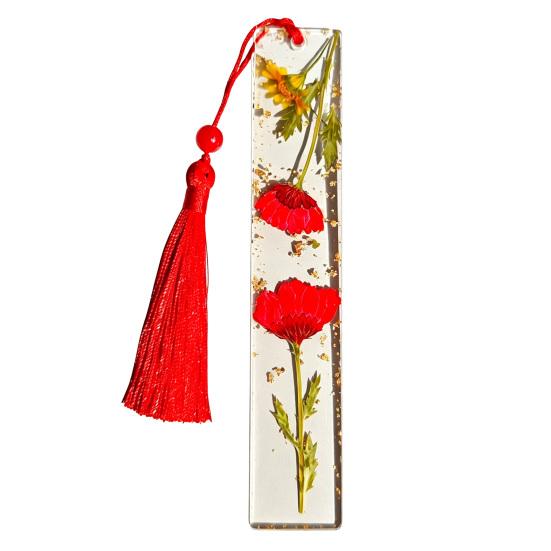 DYS Real Flower Resin Bookmark, 12 Months Dried Page Marker, Handmade Pressed Bookmark for Readers, Gift Book Lovers