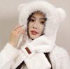 Plush Cute Bear Hat and Scarf Integrated, Autumn and Winter Riding Cold Protection and Warm Ear Protection Lei Feng Hat Integrated