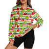 Women's Stand Collar Pullover Long Sleeve Top Christmas Print Sports Top