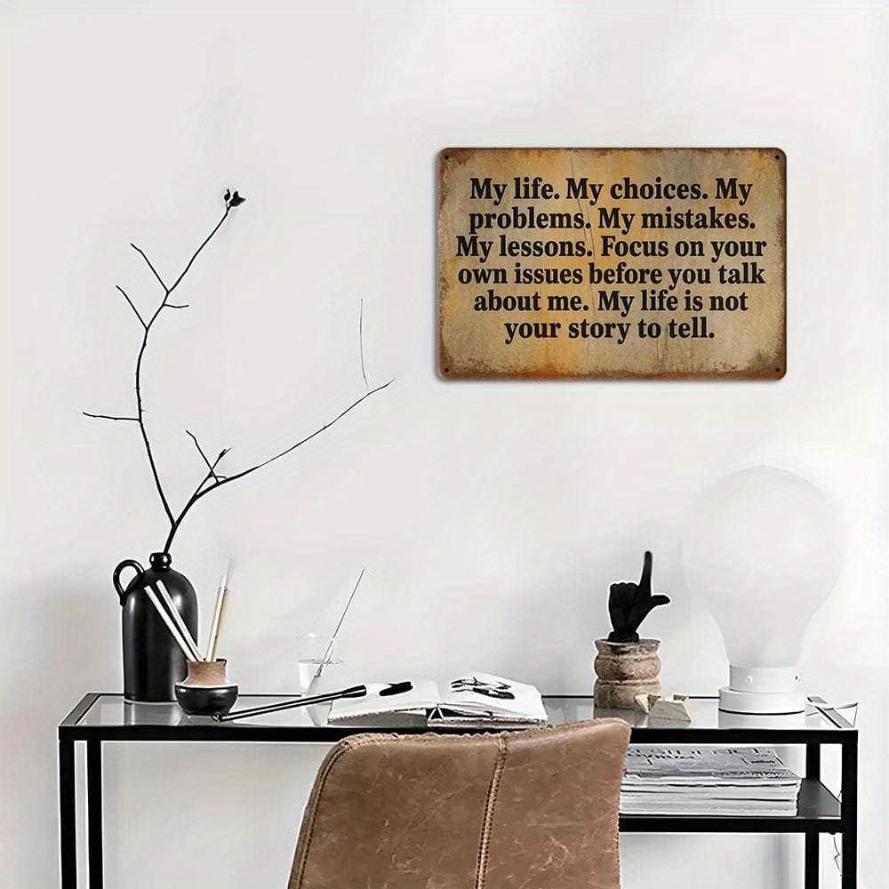 "Mitt Liv" vintage metallskylt, 20x30cm humoristisk dekor.