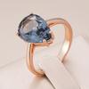 Simple Water Drop Gray Crystal Women Ring  Rose Gold Color Natural Zircon Accessories High Quality Daily Fine Jewelry