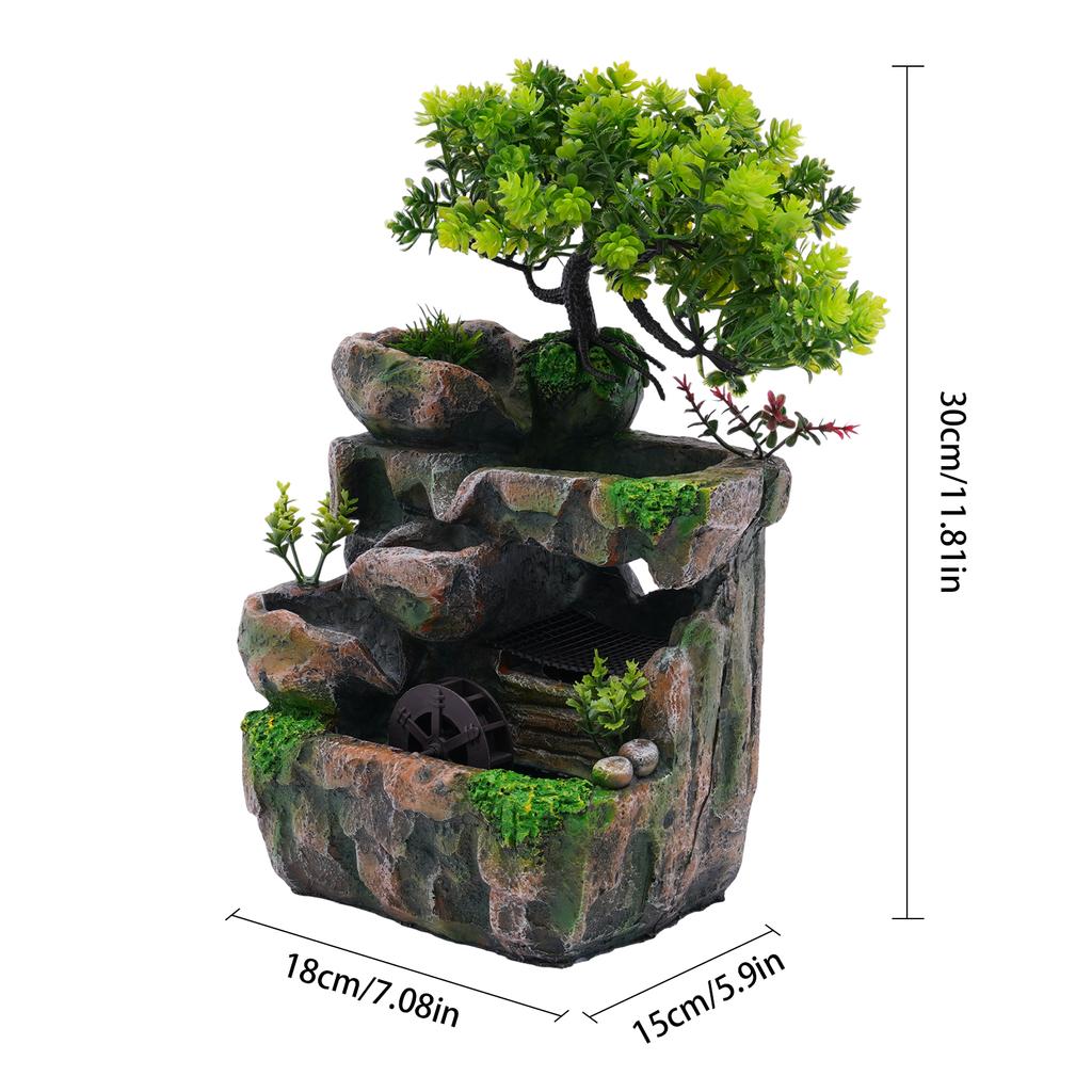 Mini Skalková fontána Vodopád Feng Shui Stolní Voda Kámen Vnitřní Stolní Dekorace Kámen Vodopád Zenová Dekorace s LED Světlem