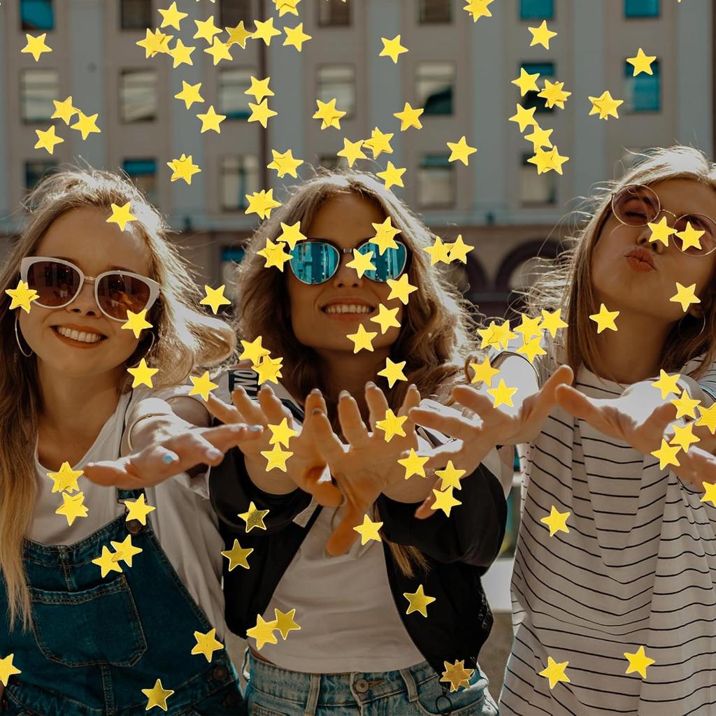 30g Gold Star Table Confetti, 6mm Small Gold Star Glitter Confetti, Metallic Foil Glitter Star Sequ for Birthday Wedding Party Halloween Xmas DIY