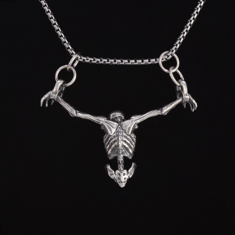 New Design European and American Halloween Punk Style Crucifixion Skull Jewelry Necklace Pendant