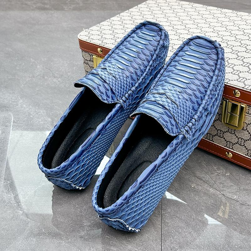 Herren Mokassins Fahrschuhe Leder Flats Lässige Slipper Übergröße Farbdruck Schuhe für Herren