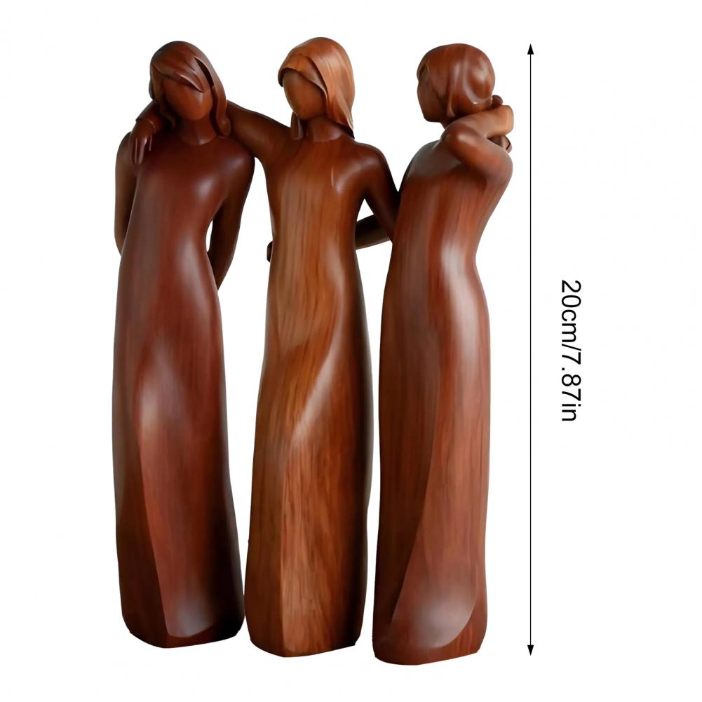 Sister Figurine Standing 2/3/4 Women Wooden Sculpture Friendship Gifts for Best Friends Women Desktop Ornament for Home Decor