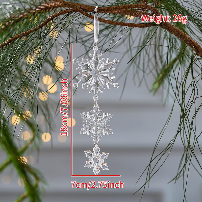 Transparent Acrylic Indoor Snowflake Crystal Ice Pendant Pearl Water Drop Hanging String Christmas Tree Ornament Pendant