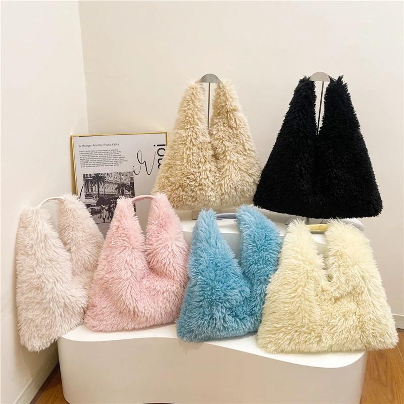 Simple Feminine Fur Shoulder Bag Large Capacity Casual Bags Versatile Bag New Styles