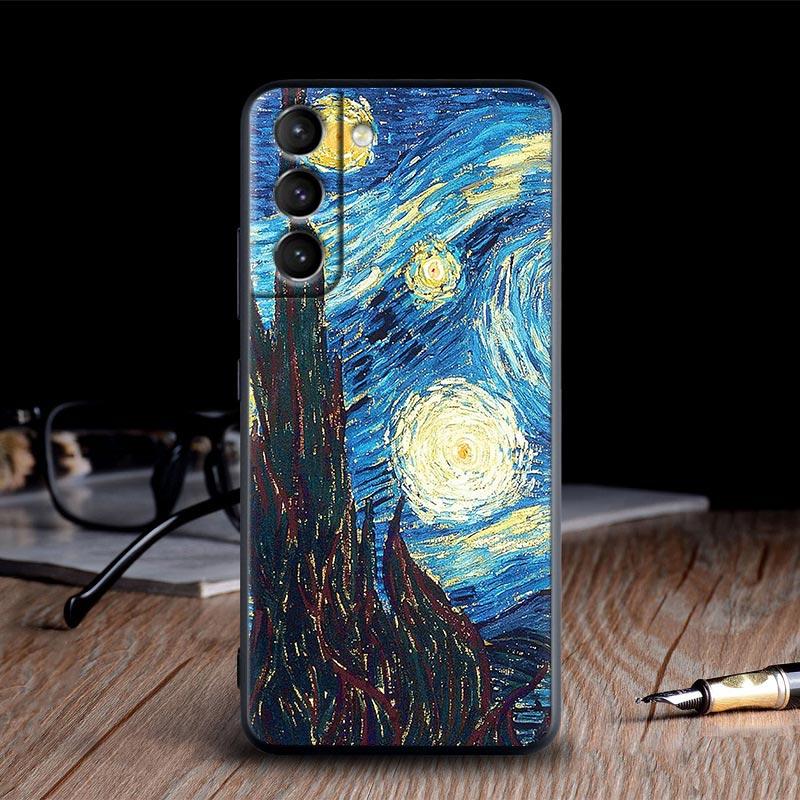Van Gogh Painting Case For Samsung Galaxy S24 S23 Ultra S21 FE S20 S22 Ultra S10 Plus Starry Sky Cover Sunflower Almond Blossoms