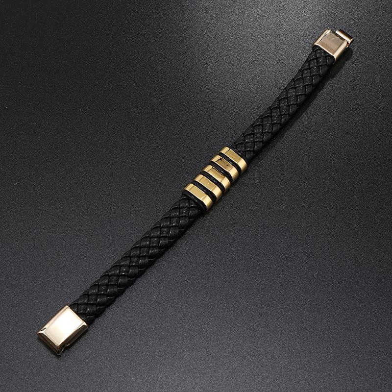 Men PU Leather Bracelet Magnet Buckle Bangle Birthday Gift