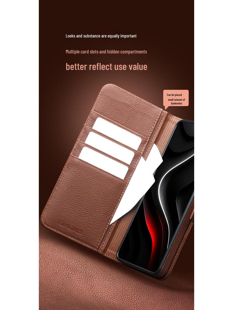 Qiali Leather Magnetic Flip Case for Samsung Galaxy S26 Ultra, Cowhide Protective Cover
