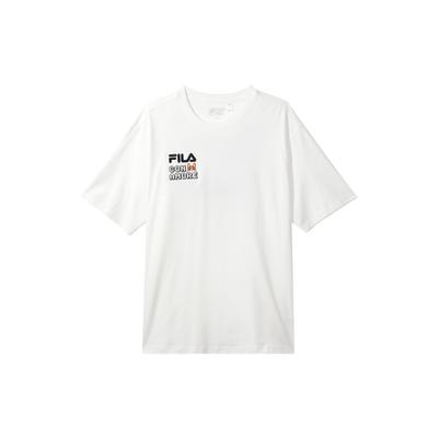 Fila T-krekls ar apdruku, apaļu kakla izgriezumu, ikdienas, īsām piedurknēm, unisex, mākoņbalts F11U429102FWT