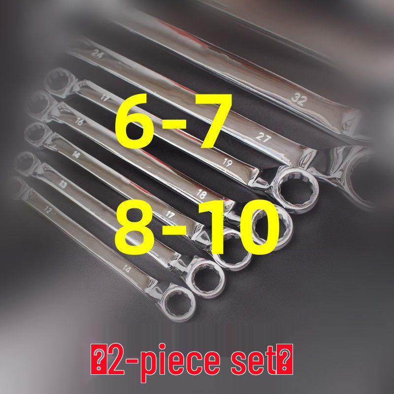 Dual-Ended Extra Long Chrome Hexagonal Box Wrench Set, Mirror Polished