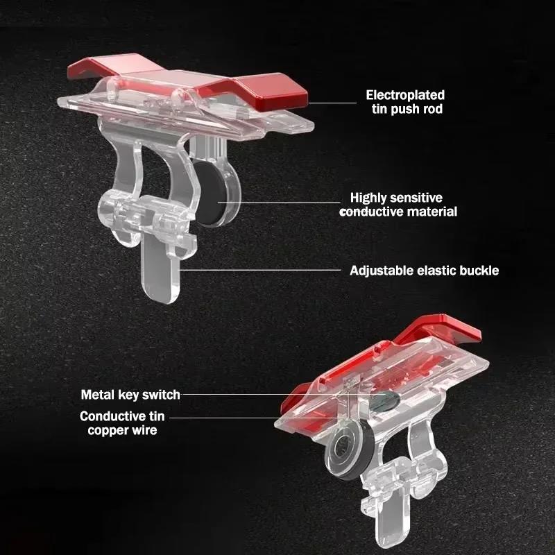 2Pcs E9 Mobile Phone Game Trigger For PUBG 4 Finger Aim Shooting L1 R1 Metal ABS Key Button for IPhone Android Gamepad Joystick 5
