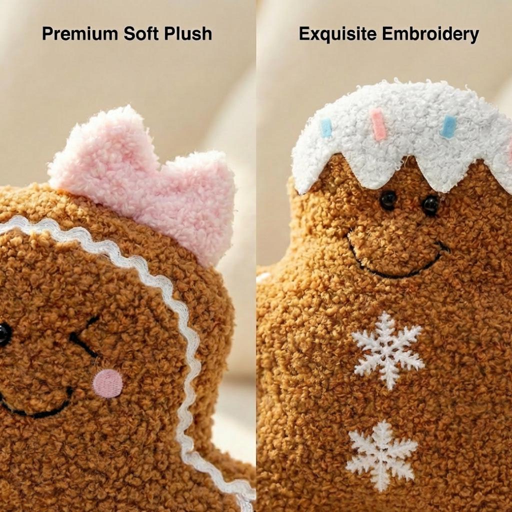 Gingerbread Man Christmas Plush Pillow - Cute Cartoon Sofa Cushion and Festive Decoration Gift