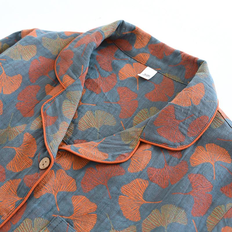 Γυναικείο Πιτζάμα Σετ από Βαμβάκι Μεγάλου Μεγέθους, Ζακάρ Καρντιγκάν Μακρυμάνικο για Άνοιξη/Καλοκαίρι