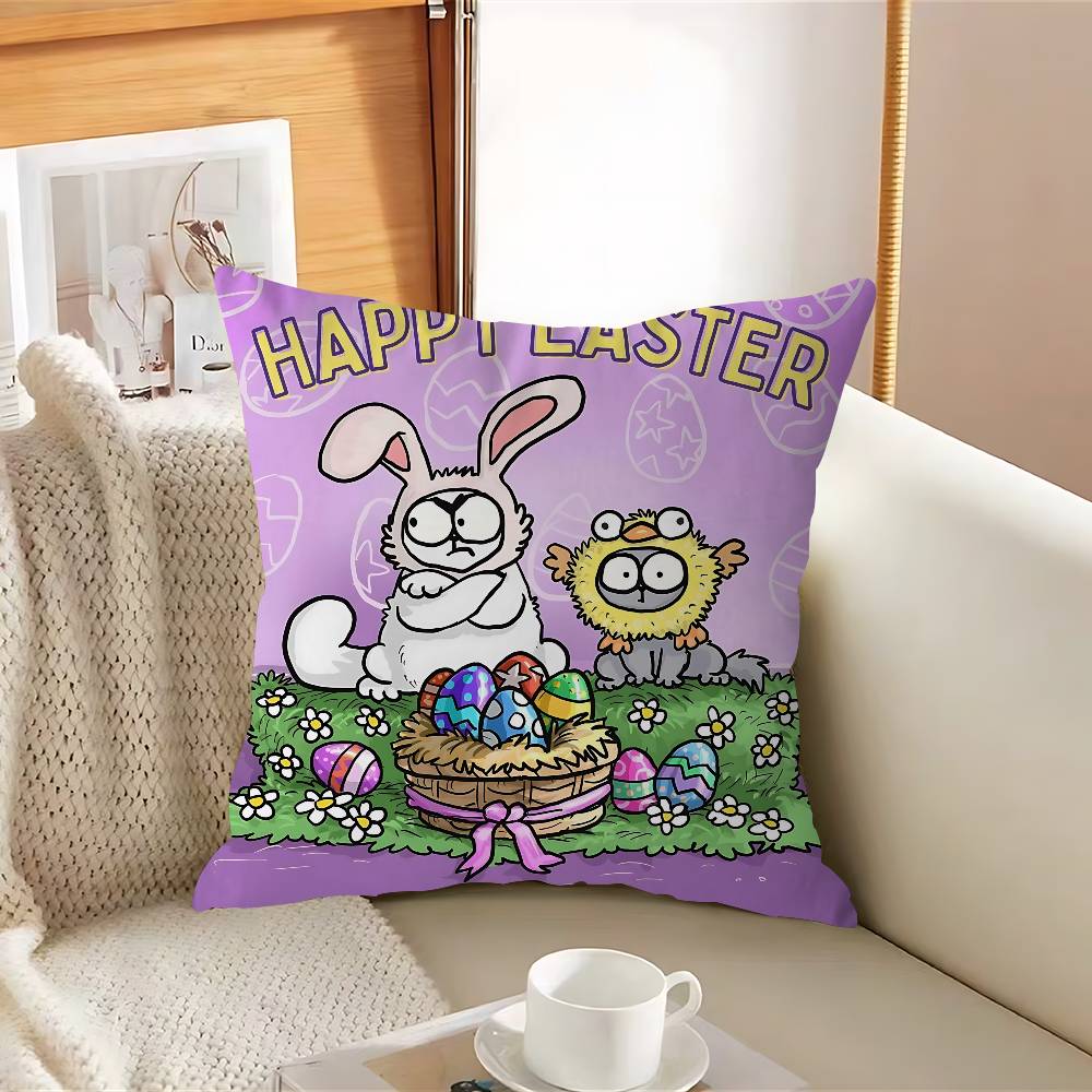 S-Simons Cartoon C-Cat Cushion Cover Inches Farmhouse Decor Home Throw Pillow Covers For Couch Decorations