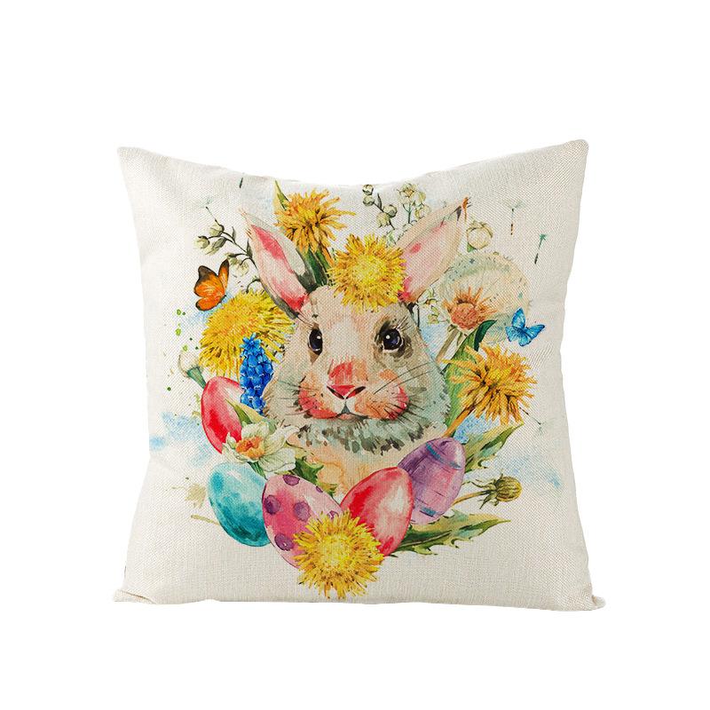 Watercolor Bunny Egg Easter Pillow Cover Nordic Office Sofa Polyester Cushion Cover Home Furnishings