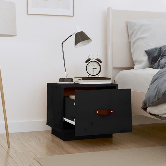VidaXL Bedside Table Black 40x34x35 Cm Solid Pine Wood818293