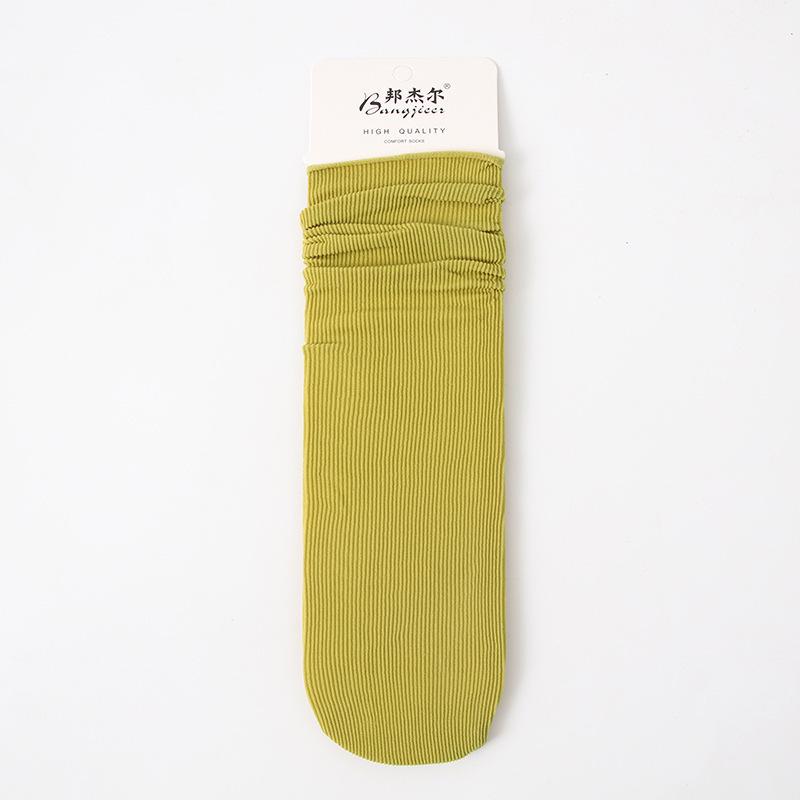 Women's Trendy Mid-Tube Ice Velvet Socks - Solid Colors and Fashionable Curls