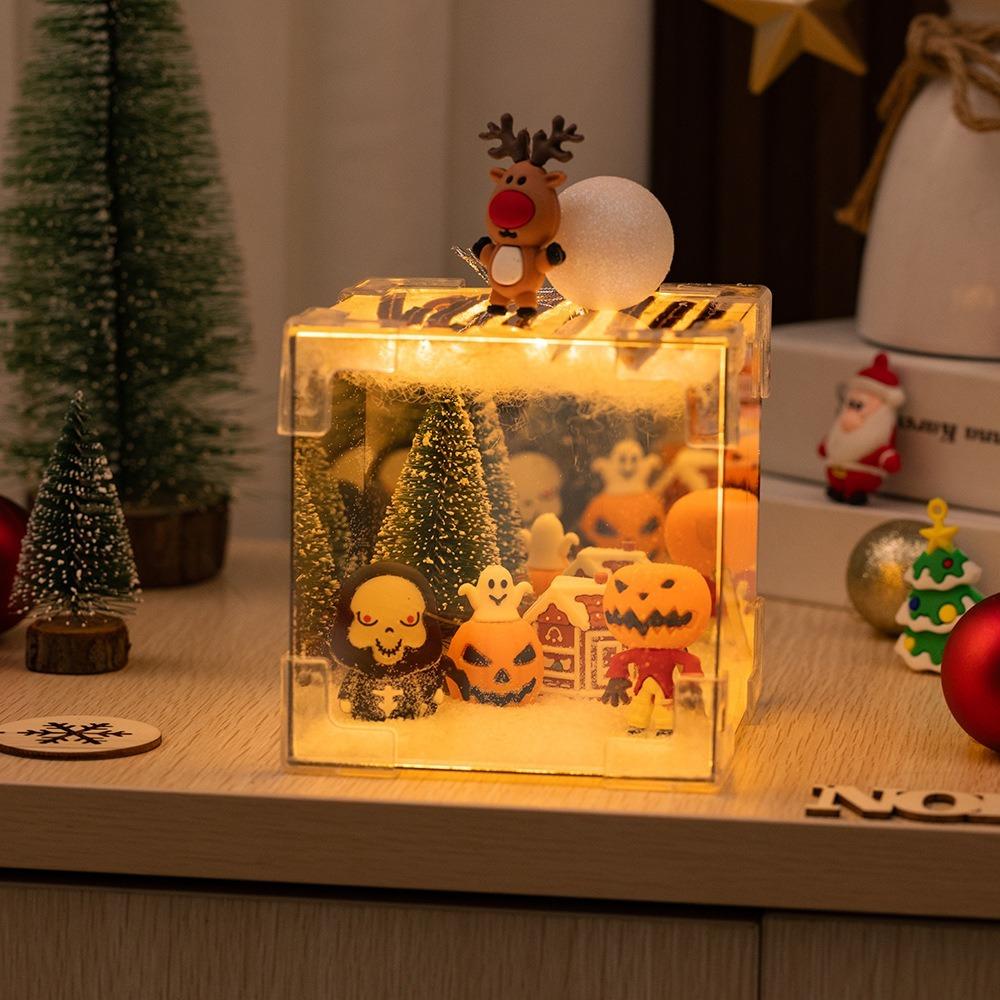 Acryl Weihnachten Schnee Nachtlicht USB LED Dekorative Nachtlampe 2024 Spiegellicht Geburtstagsgeschenke