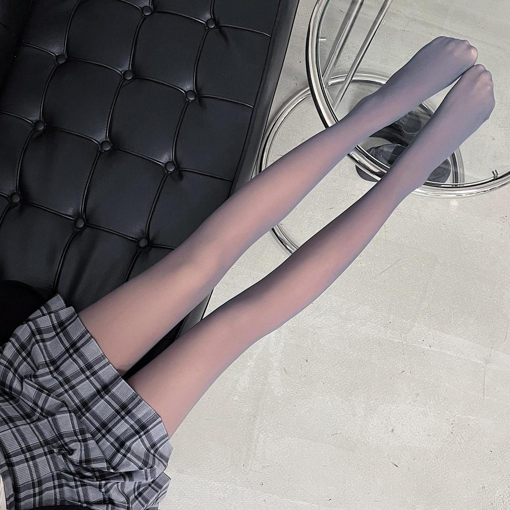 Women's Black Semi-Sheer Nylon Stockings with Fleece Lining - Perfect for Autumn and Winter with Faux See-Through Feature