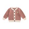 Boys' Striped Bear Embroidery Cotton Knitted Cardigan for Spring/Autumn.