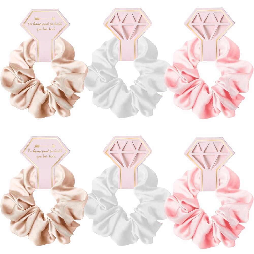 6pcs Satin Scrunchies Girls Elastic Hair Band Ponytail Holder Ties Rubber Bands Bride Bridesmaid Accessories Wedding Supplies