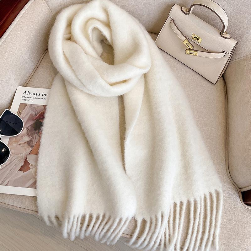 Australia Wool Winter Scarf For Women Long Warm Cashmere Scarves Hijab Solid Lady Shawl Wrap Female Pashmina Bandana Head Scarf