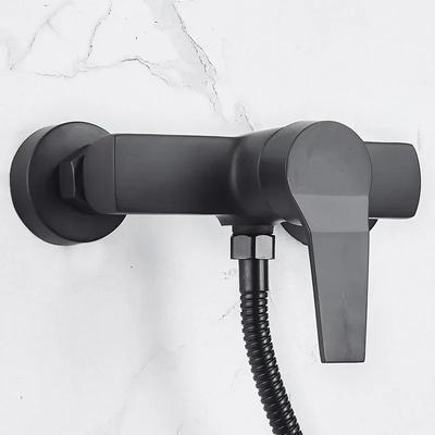 Black Wall-Mounted Shower Mixer Faucet - Single Handle Hot/Cold Water Control Valve for Household Bathroom Accessories