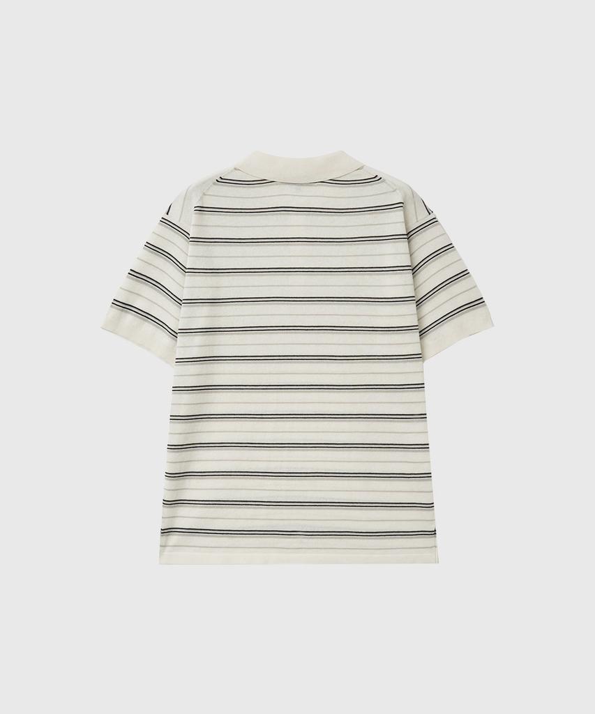 GENERALIDEA Striped Loose Collar Half Knit [Cream] / Gf2Lkp530