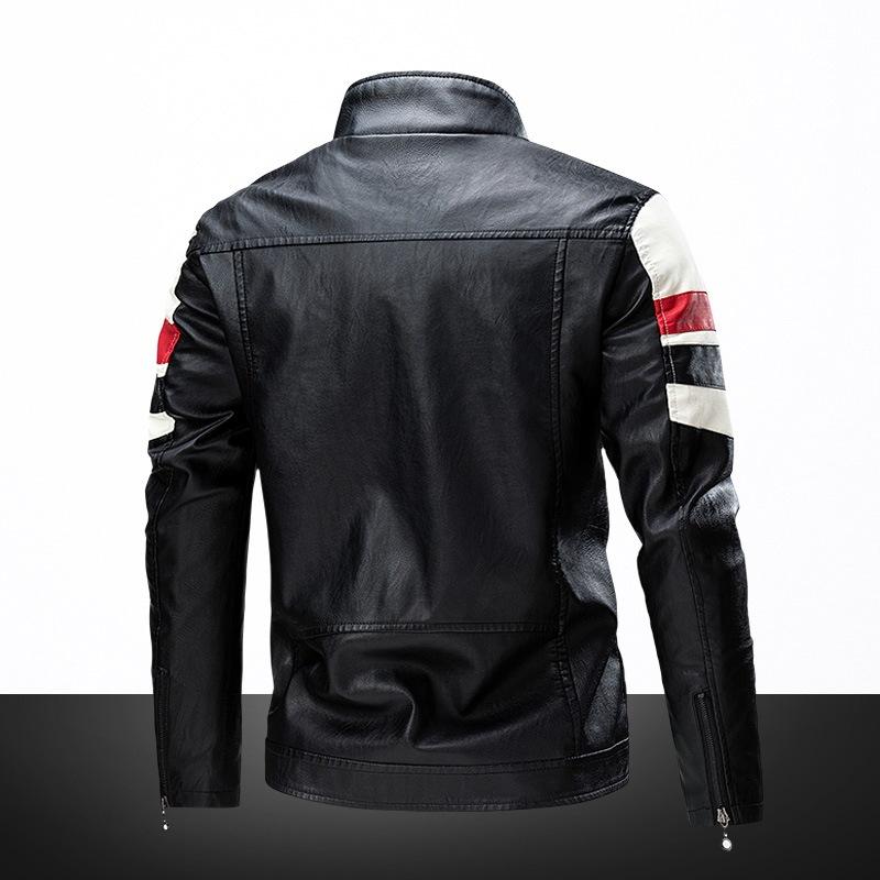 Frühlings- und Herbst Herren Lederjacke Neue Herrenjacke PU Jacke Motorradjacke Plus Samt Lederjacke für Herren