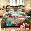 Christmas Duvet Cover Set 3Pcs Santa Claus Portrait Gift Tree Print Soft Microfiber Bedding with Pillowcases Decor