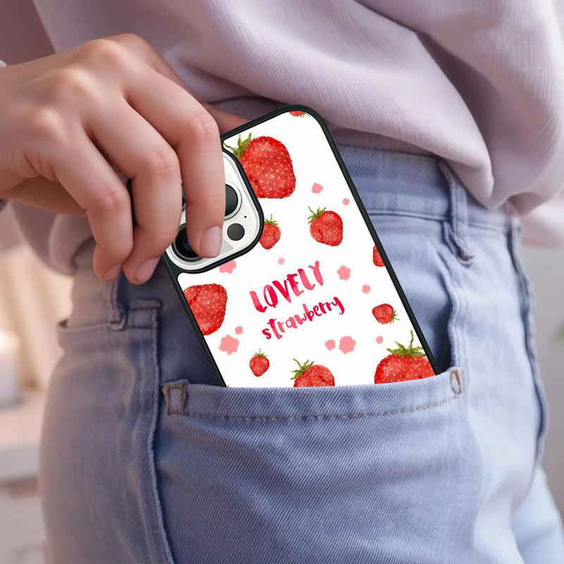 Pink Cherries Cherry Strawberry Phone Case For iPhone 17 Air 15 16e 14 13 Pro Max Coque 12 11 Pro Max PLUS Cover