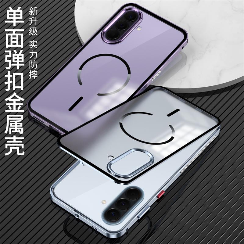 Magnetische Hülle Für Samsung Galaxy A37 Hülle Aluminiumlegierung Metallrahmen Matt Transparente Acrylhülle Für Samsung A 37 5G