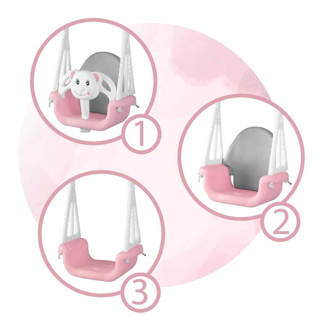 Ricokids 3-In-1 Teddy Bear Bucket Swing, Pink