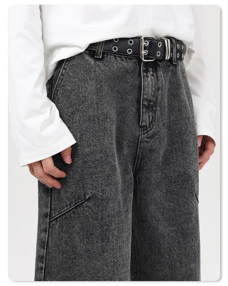 XXBRO Men's High-Street Retro Stitching Wasteland Wide-Leg Pants Jeans