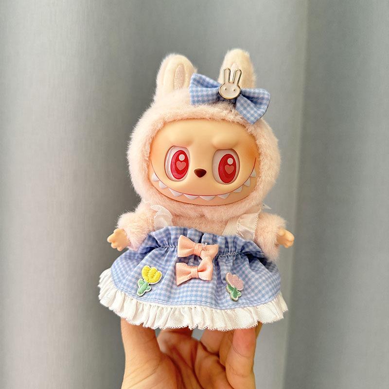 17cm Mini Plush Doll'S Clothes Outfit Accessories For Korea Kpop Exo Labubu I II Idol Dolls Sitting Party Bib Pants Jumpsuit