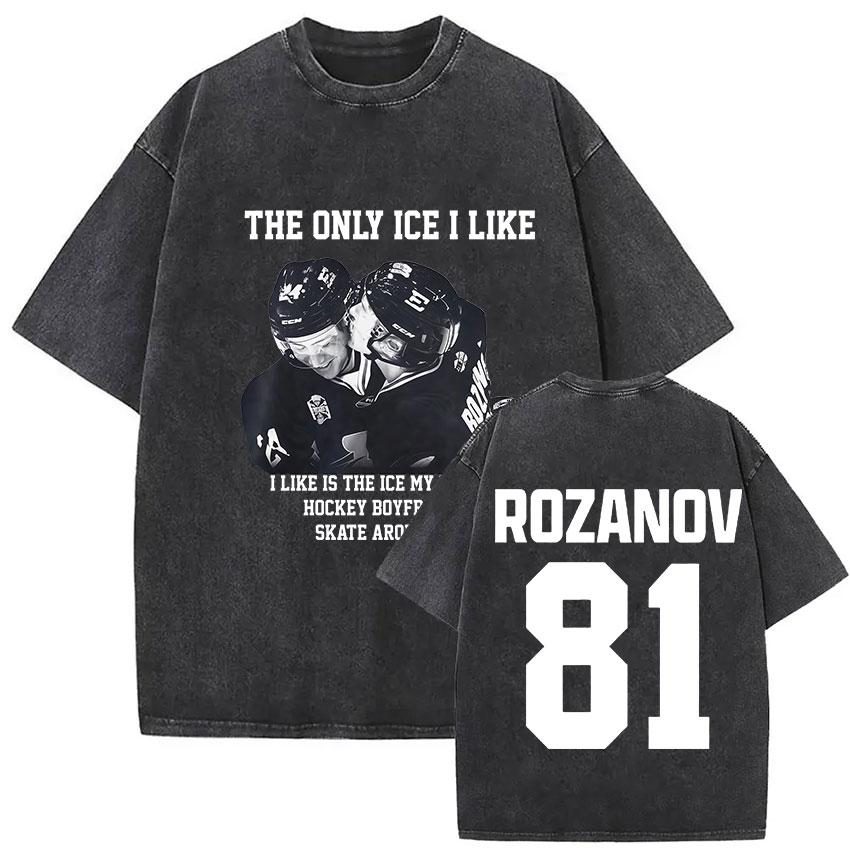 Heated Rivalry Ilya Rozanov 81 T Shirts Boston Hockey Vintage Washed Harajuku Oversized Tshirt Man Women 100 Cotton Tops Tees