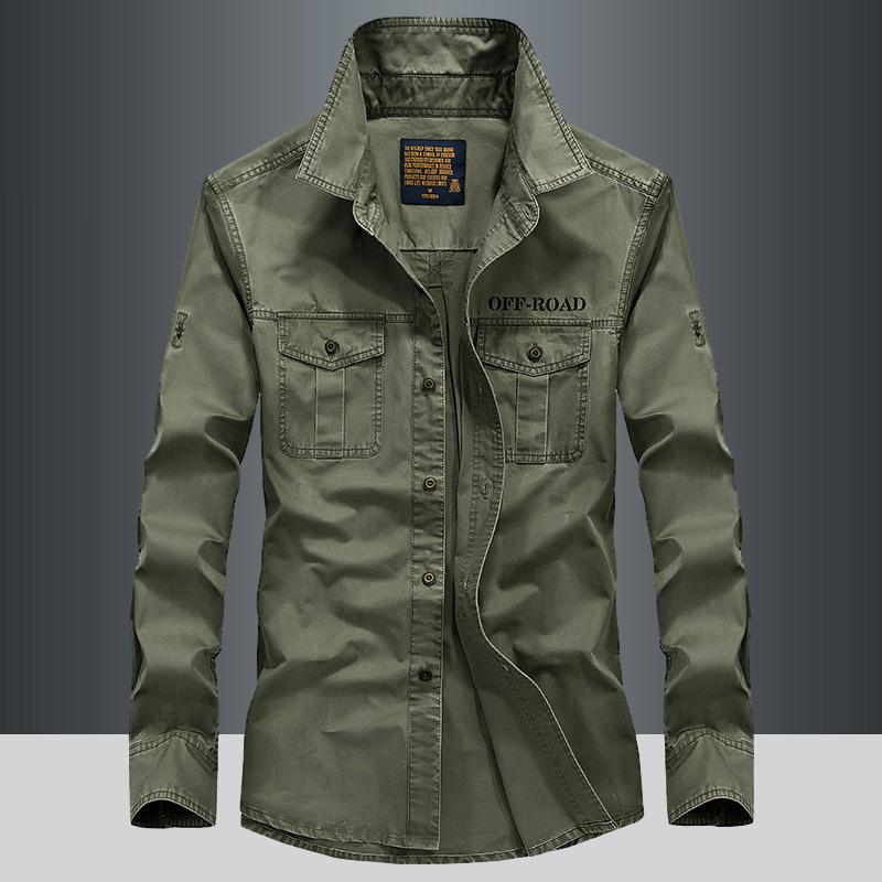 Autumn New Long Sleeve Shirt Men's Shirt Cotton Business Casual Large Size Tooling Outdoor Thin Shirt