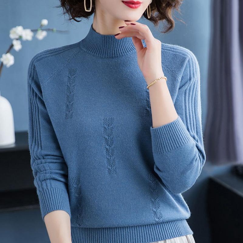 Turtleneck Sweater Autumn Winter Knitted Pullovers Women Sweaters Casual Loose Long Sleeve Solid Color Female Jumper