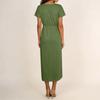 Women's Elegant Loose-Fit V-Neck Short-Sleeve Flowing Resort Dress