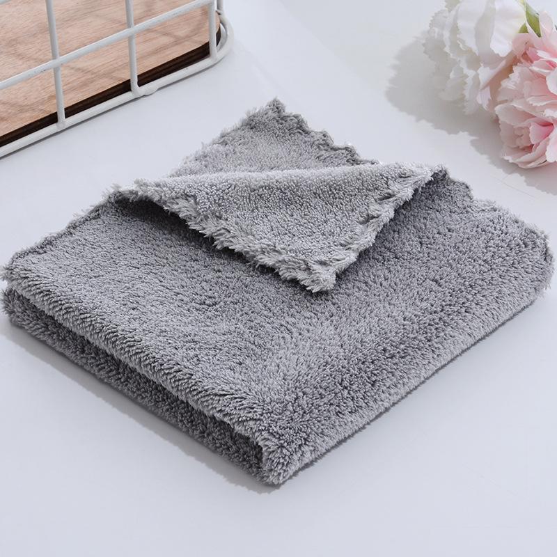 High-Density Coral Fleece Soft Absorbent Towel - 30x30 Square Baby Handkerchief & Dishcloth