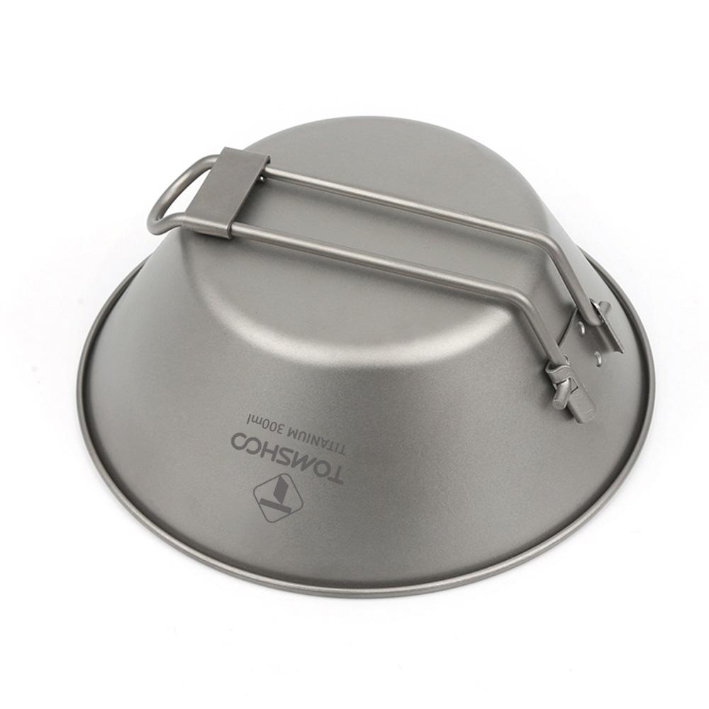 TOMSHOO Travel Cutlery Portable Camping Bowl Titanium Bowl with Folding Handle