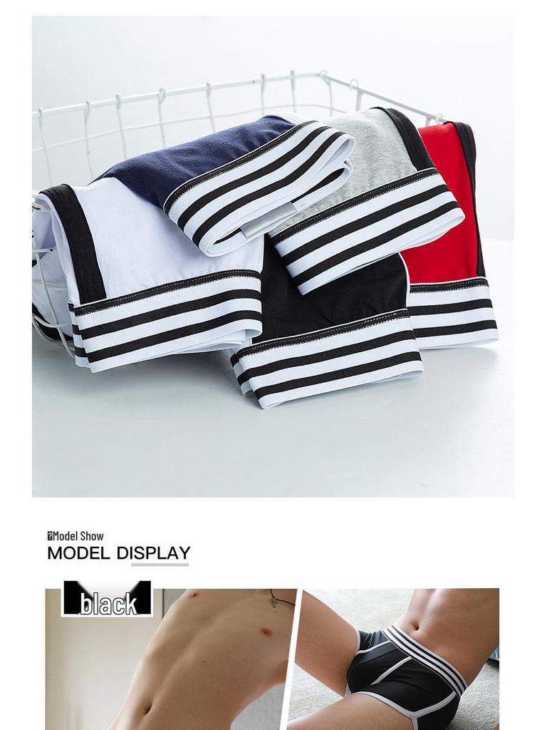 Men's Pure Cotton Boxer Briefs: Solid Color Trendy Sports Trunks