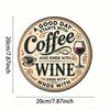 Vintage Coffee Wine Metal Wall Art Round Home Bar Decor Gift